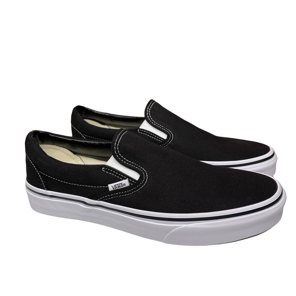 VANS CLASSIC SLIP-ON CANVAS BLACK/WHITE VN000EYEBLK MEN'S 9.5 US / Women’s 11